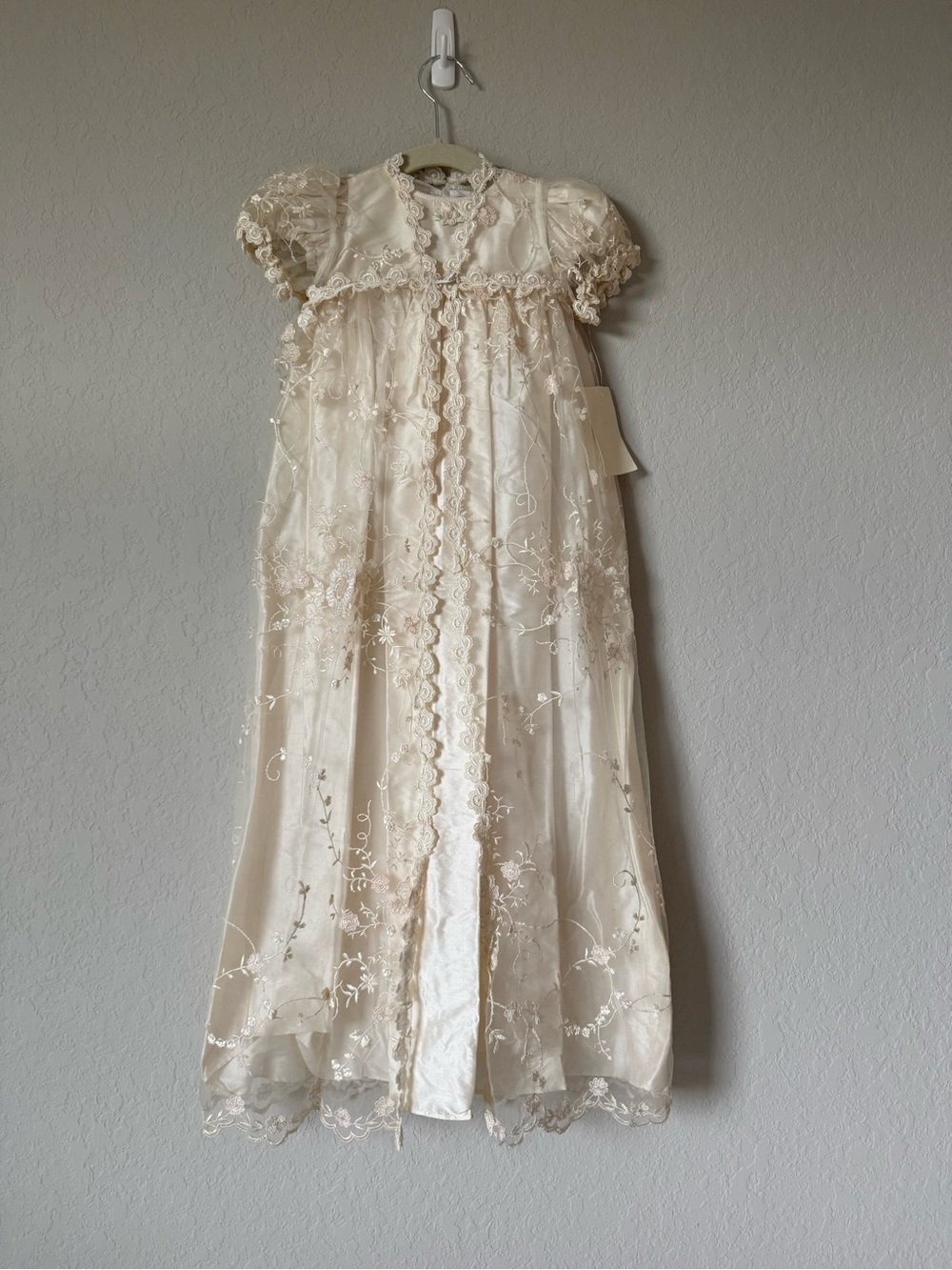 Ivory Lace Overlay Formal Christening Gown - Unbranded